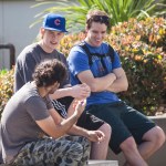 Bay (upper right) shares with a student on campus during Big Break Los Angeles.