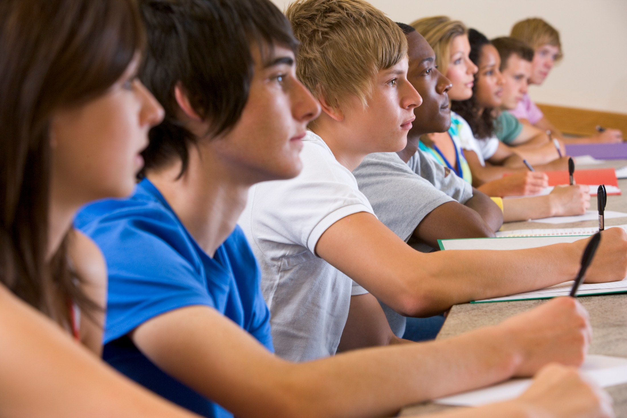 College students listening to a university lecture