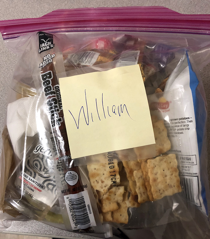 A bag of food for William.
