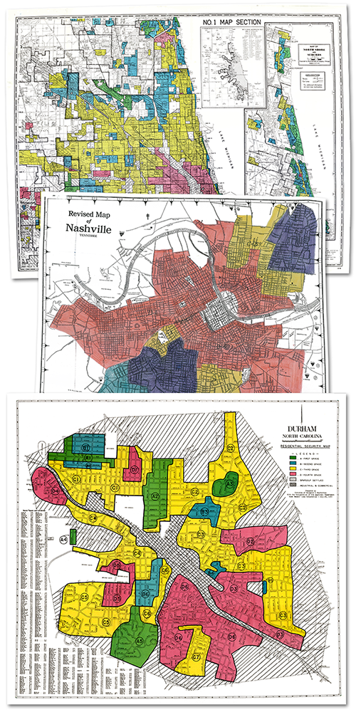 Redlining maps of Chicago, Nashville and Durham