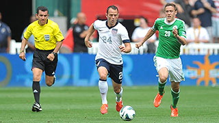 Standing on the World Cup field (side photo)