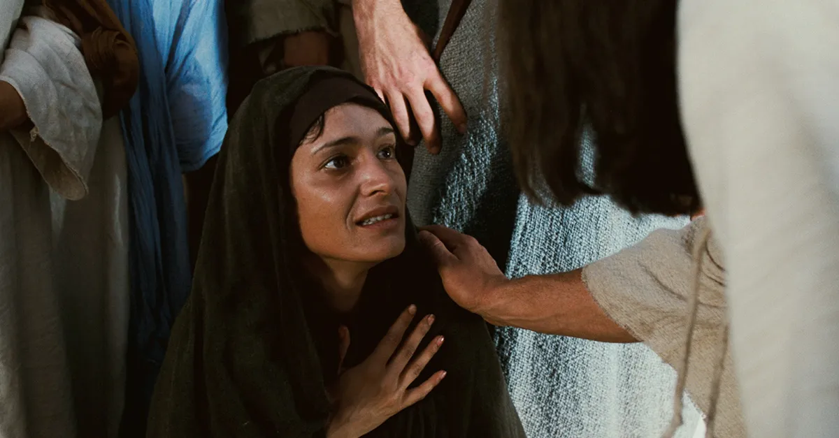 jesus interacting with a woman