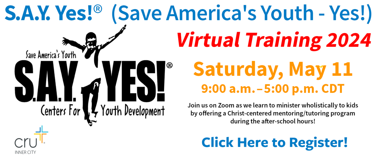 S.A.Y. Yes! Training Coming May 11
