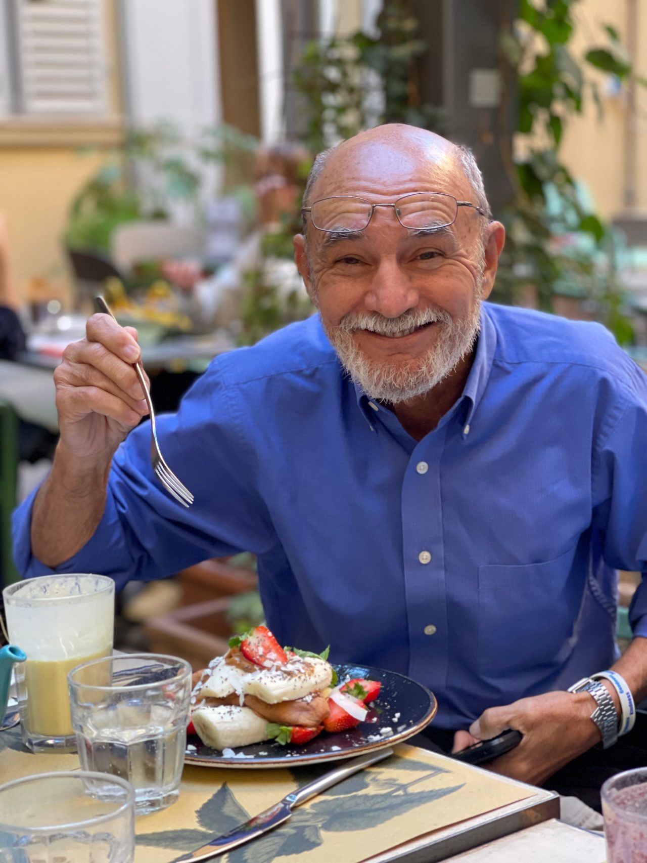 Professor Phil Bishop enjoying Italian food